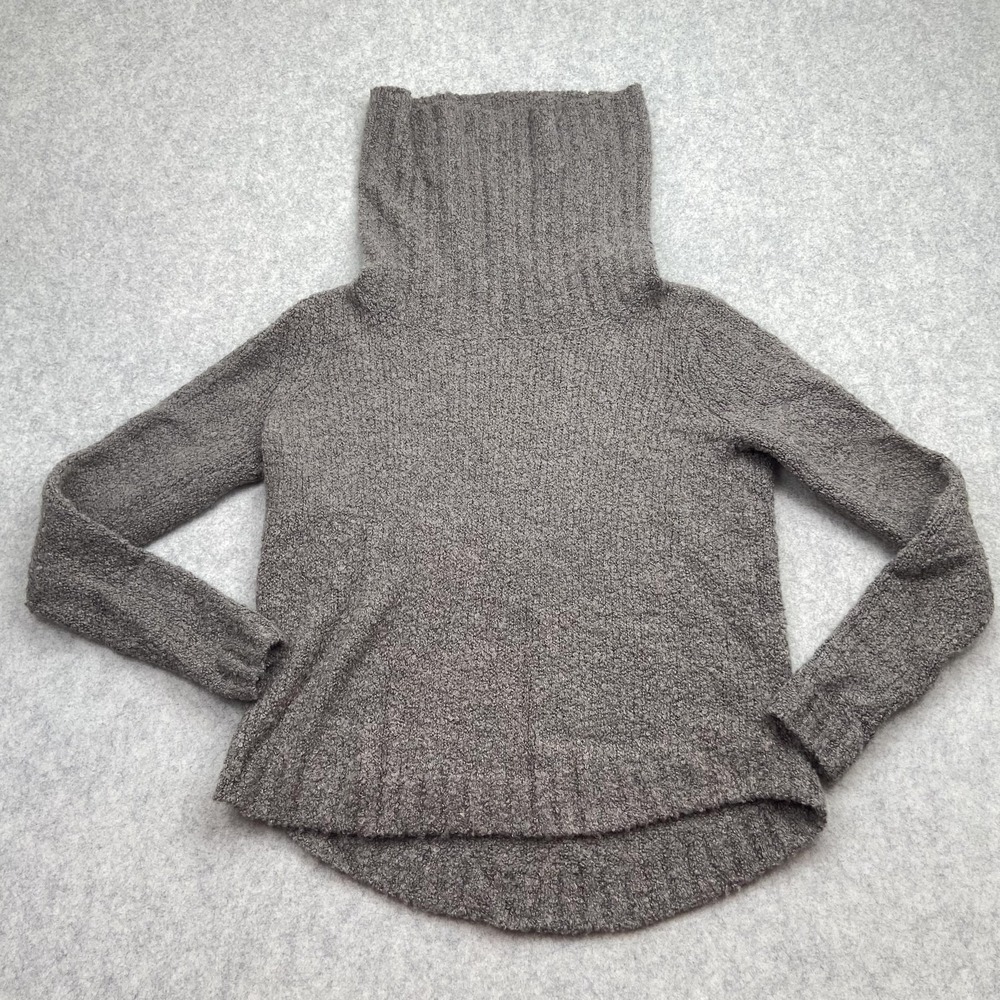 Abercrombie & Fitch Sweater Womens Medium Gray Turtleneck Boucle High Low Hem